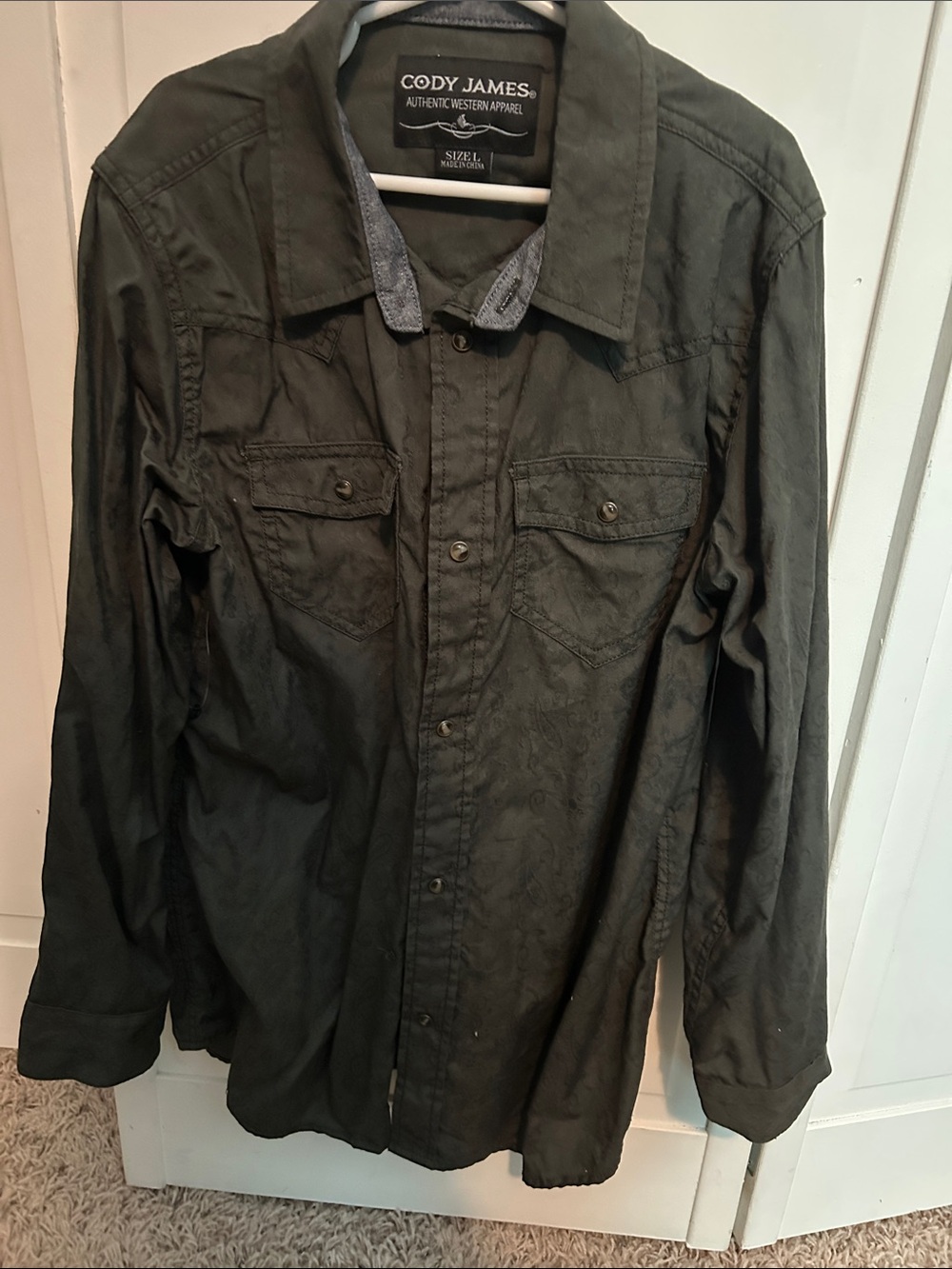 Cody James Boys' Dark Green Western Button-Down Shirt